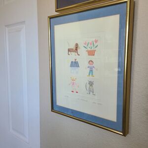 vintage sev ickes "la famille" limited edition hand painted intaglio with C.O.A.